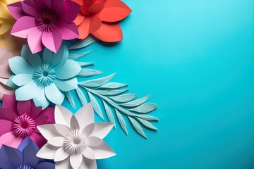 Paper art flowers on isolated background