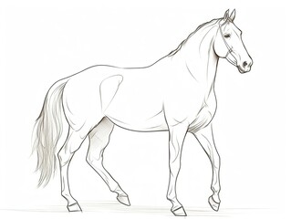 Obraz na płótnie Canvas Pferd Zeichnung in Schwarz Weiß zum ausmalen 