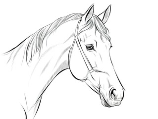 Fototapeta na wymiar Pferd Zeichnung in Schwarz Weiß zum ausmalen 