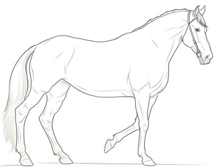 Pferd Zeichnung in Schwarz Weiß zum ausmalen 