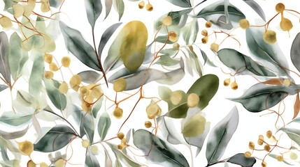 seamless pattern Blumenmuster Eukalyptus Generative AI