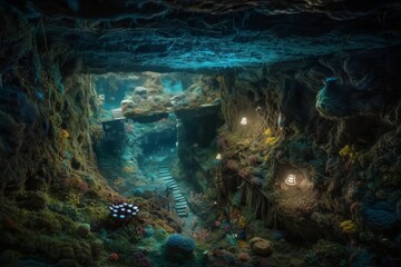 You come across a hidden underwater canyon filled with schools of exotic fish and marine life