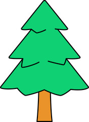 Tree Forest Element Colored Outline Style