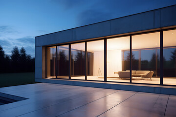 Twilight Comes Alive in This Modern Glass House, a True Architectural Masterpiece!" The combination of sleek lines, glass walls, and natural materials makes this home a true standout. 