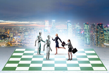 Concept of chess played by robots versus people