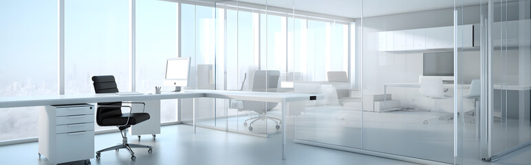 Fototapeta na wymiar A glass-walled office is a type of workspace that features glass walls in place of traditional opaque walls. This modern design offers a transparent and open environment.