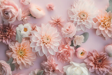 Obraz na płótnie Canvas Blooming Flowers in Pastel Tones