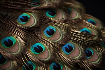 Fototapeta premium Capture the intricate patterns on a peacock's feathers from a close-up view