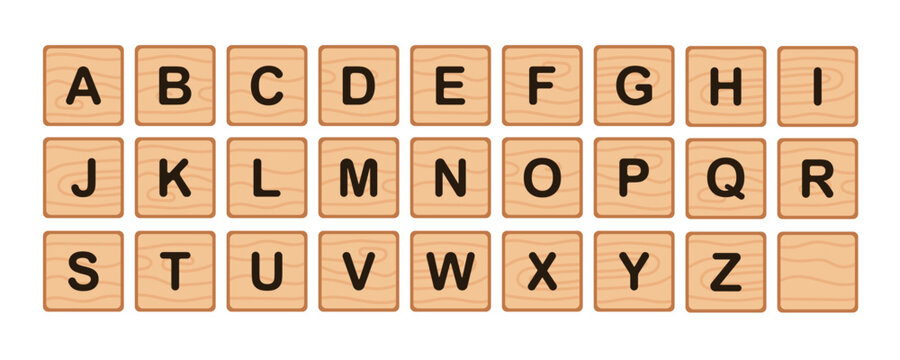 Wooden tiles alphabet for kids game and school language education.