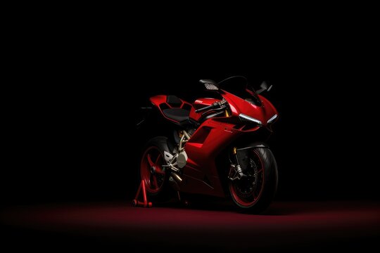 Red sport racing motorcycle.