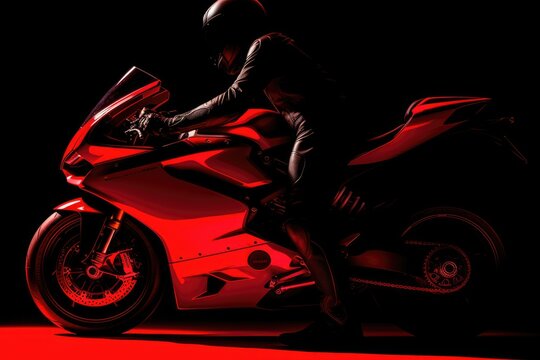 Person motorcycle silhouette. Generative AI.