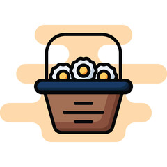Flowers Basket icons. Vector Design Stock illustration.