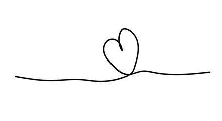 Heart. Illustrations for Tatoo or logo design. Black Sketch Continuous line art drawing. Hand drawn vector illustration from continuous line. Line art decorative design.