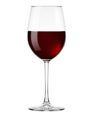 red Wine in glass isolated on white background, full depth of field