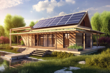 Modern zero emission house concept, high quality generative ai