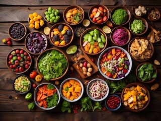 Obraz na płótnie Canvas bowls of healthy food items