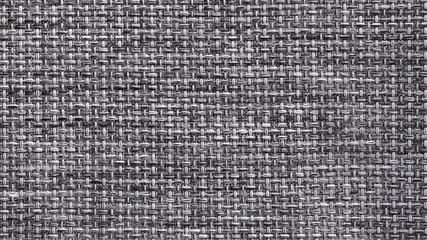 Black white cotton fabric texture background. Detail of canvas textile material.