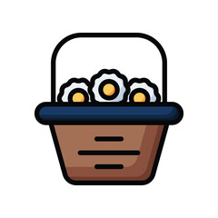 Flowers Basket icons. Vector Design Stock illustration.