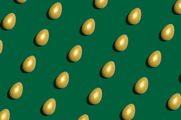 golden eggs easter on dark green background illustration print