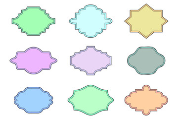 Color vintage frame set. Greeting card. Design element. Art deco wedding invitation card. Vector illustration.