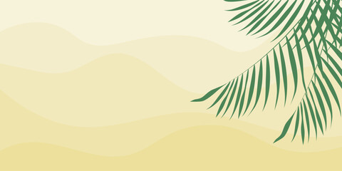 Fototapeta na wymiar Abstract summer Background with sand and Palm leaves. Summer Holiday concept