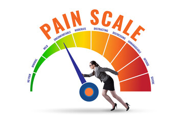 Concept of pain scale from moderate to strong