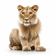 Obraz na płótnie Canvas Lion cat isolated on white background - Generative AI
