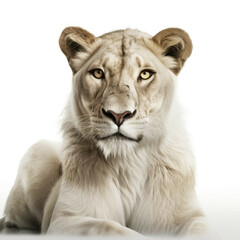 Fototapeta na wymiar Lion cat isolated on white background - Generative AI