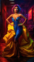 Elegant and glamorous burlesque performer created with generative AI technology