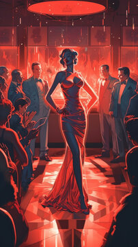 Elegant and glamorous burlesque performer created with generative AI technology