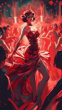 Elegant and glamorous burlesque performer created with generative AI technology