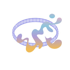 Mesh doodle element. 3d design background. web icon decor spline cylinder.Vector technology futuristic grid. Spiral geometric polygon wire-frame model.Innovation concept.