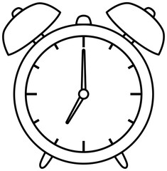 Alarm clock icon. Outline illustration. Coloring book page for children.