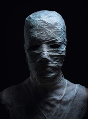 Mummified Figure in Shadows. Generative AI.