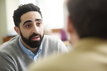 Arabic Social Worker in Counseling Session. Generative AI.