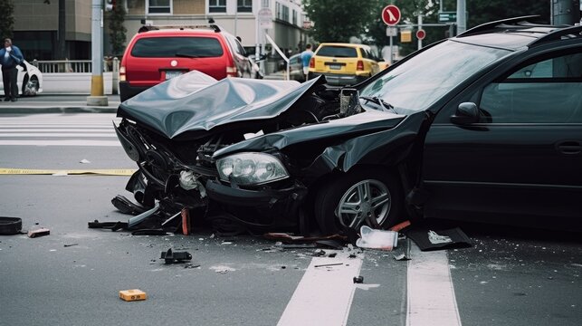 car crash accident on street Generative AI
