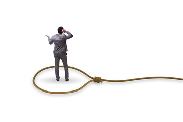 Business people trapped by a rope