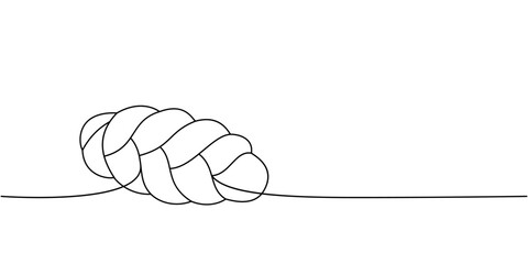 Braided bread, challah one line continuous drawing. Bakery pastry products continuous one line illustration. Vector minimalist linear illustration.