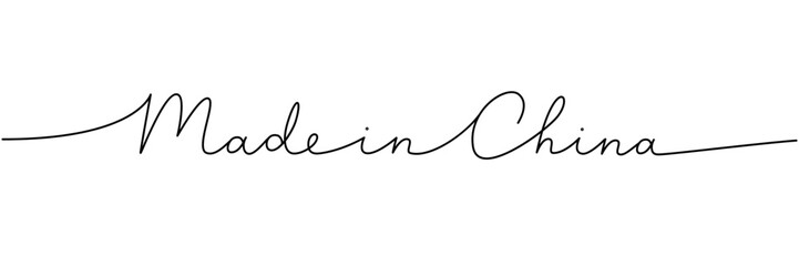 Made in China - word with continuous one line. Minimalist drawing of phrase illustration. China country - continuous one line illustration.