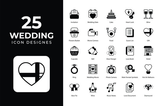 Wedding icons Collection, love, bridal, groom, honeymoon, love and dating, wedding, icons.