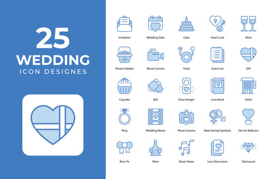 Wedding icons Collection, love, bridal, groom, honeymoon, love and dating, wedding, icons.