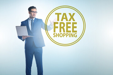Tax free shopping concept with businessman