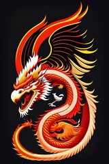 Red And Yellow Dragon With Background