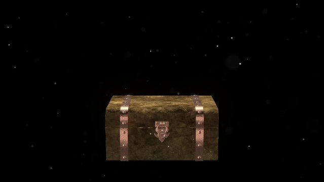 3d animation treasure chest that opens and comes out with roses