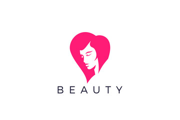 Woman Logo Girl Lady Silhouette Design Vector template Negative Space style. Beauty Salon, SPA, Hairdressing Makeup Cosmetics Logotype concept.
