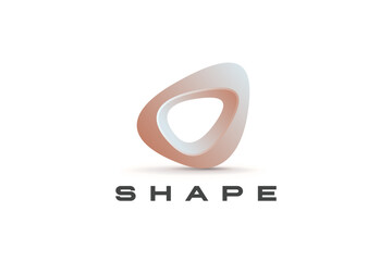 3D Logo Abstract Shape Design Vector Template.