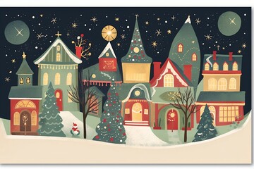 A delightful postcard template that captures the spirit of the holiday season (Generative AI)