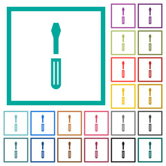 Single screwdriver flat color icons with quadrant frames