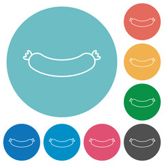 Sausage outline flat round icons