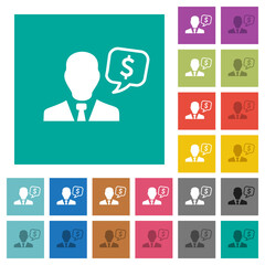 Dollar financial advisor square flat multi colored icons